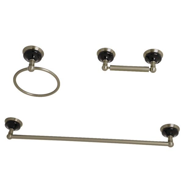 BAK911148BN Water Onyx 3-Piece Bathroom Accessory Set, Brushed Nickel
